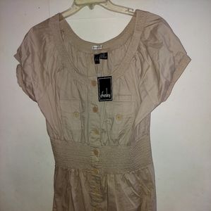 Plus size 3x  Khaki colored Safari shirt dress stretchy